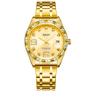 OUBAOER 6093LB Crystal Casual Style Women Wrist Watch Stainless Steel Strap Quartz Watch