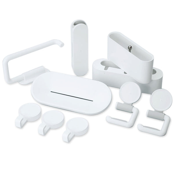 10PCS Bathroom Hook Sets 3M Tape Mop Holder Clip Rack Soap Dishes Toothbrush