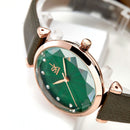 SHENGKE SK K0099 Crystal Radiation Pattern Dial Women Elegant Leather Strap Quartz Watch