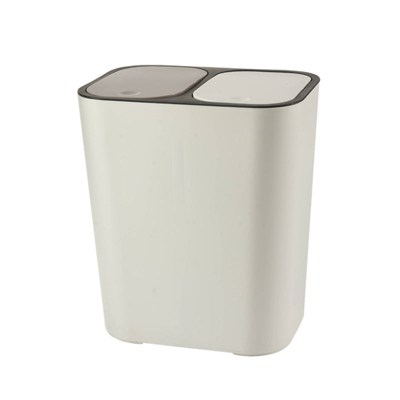 2 Compartments Trash Can Recycle Waste Bins with Push Button For Office Home Bathroom Kitchen