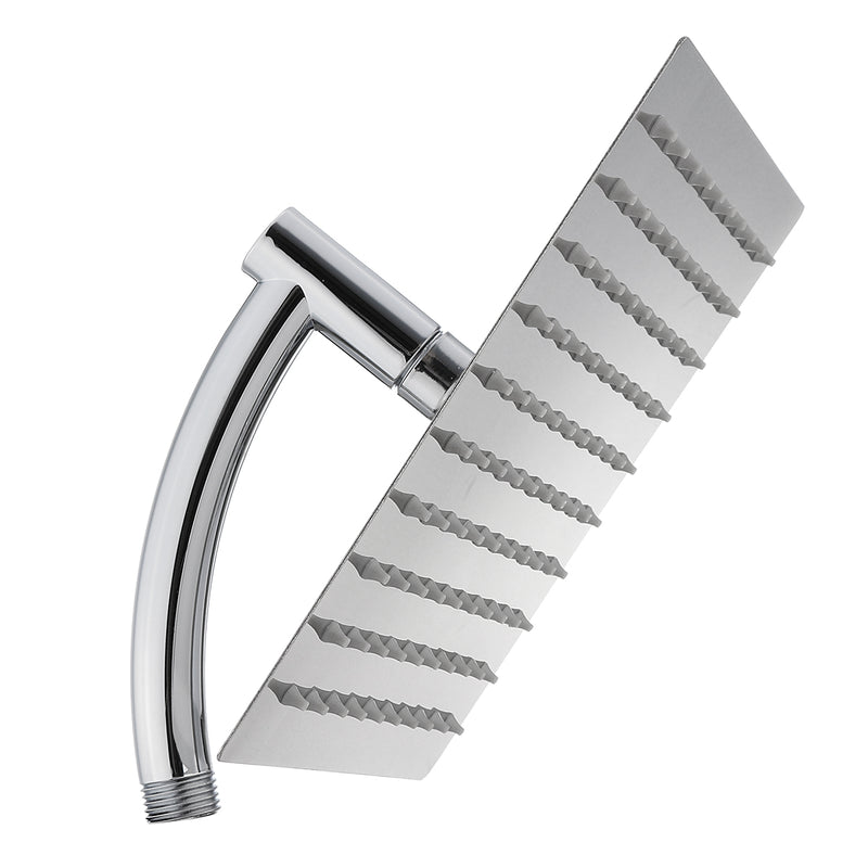 Square 8 Inch Rainfall Shower Head Extension with Shower Arm Hose Kit Overhead