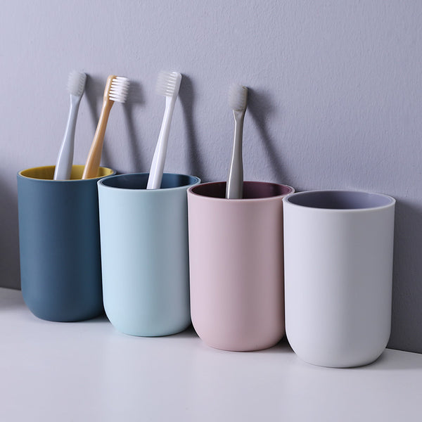 A374 2PCS Household Bathroom Plastic Gargel Cup Water Cups  Washing Tooth Mug Bathroom Set