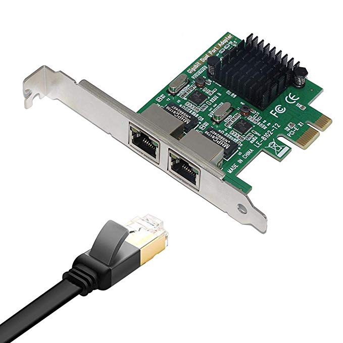 SSU 8120-T2 2 Port 1000Mbps Gigabit Ethernet PCI-E Network Card PCI Express RJ45 LAN Adapter Expansion Card for Desktop PC