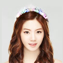 LED Crown Crystal Headband Headdress Garland Bridal Jewelry 3 Mode Flash Light Christmas Halloween Party Gift