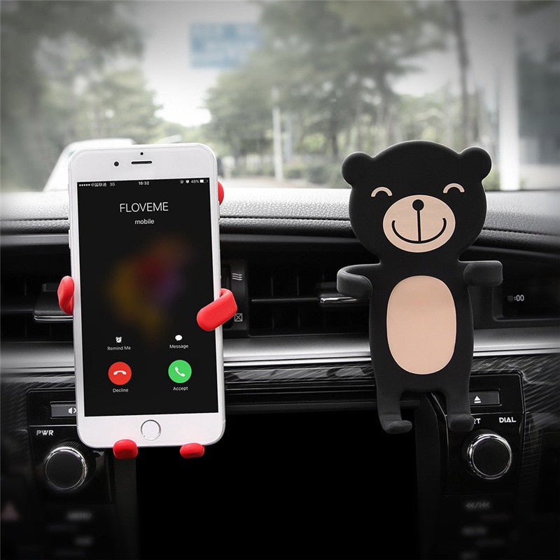 Carton Bear Silicone Flexible Car Air Vent Holder Phone Mount for iPhone X Samsung S8 Xiaomi 6 GPS
