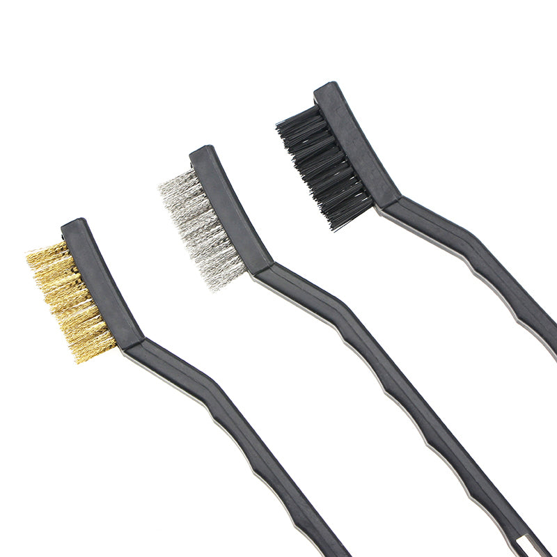 3Pcs Anti-static Metal Rust Clean Tools Mini Wire Brush Set Steel Brass Nylon Brush Cleaning Polishing Detail Home Kitchen Kit