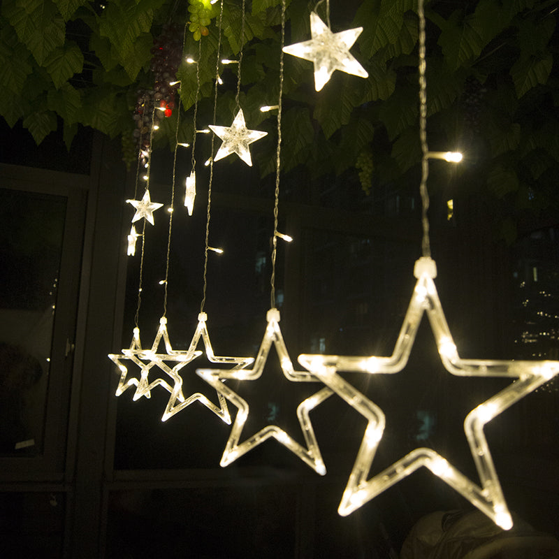 Honana HT-336 220V LED Light String Star Shape Curtain Light Home Decor Celebration Festival Wedding