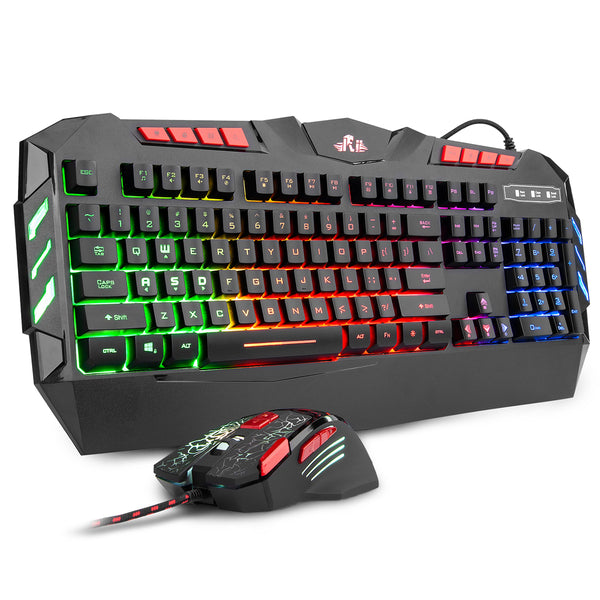 Rii RK900+ 104 key RGB LED Backlight Wired Mixed Gaming Keyboard and Mouse Combo for PC Laptop