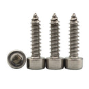 Suleve M2.6SH1 50Pcs M2.6 304 Stainless Steel Hex Socket Cylinder Cap Head Self Tapping Screw Wood Screws Speaker Screws Optional Length