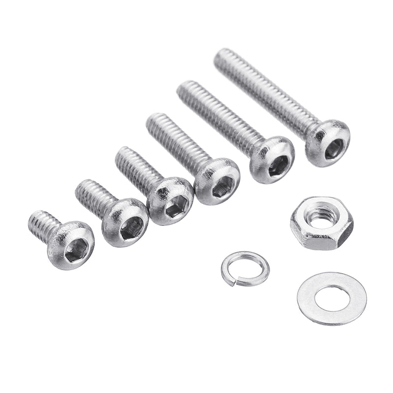 Suleve M2SSH1 600Pcs M2 304 Stainless Steel Hex Socket CapButtonFlat Head Screw Washer Nut Kit