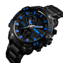 SKMEI 1306 Sports Style Chronograph Stainless Steel Dual Digital Watch Men Wrist Watch