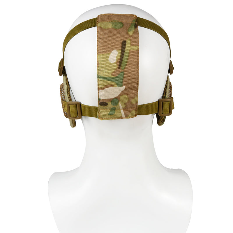 Steel Wire Mask Outdoor Hunting Breathable Tactical Mesh Half Face Protective Mask Earmuffs Version