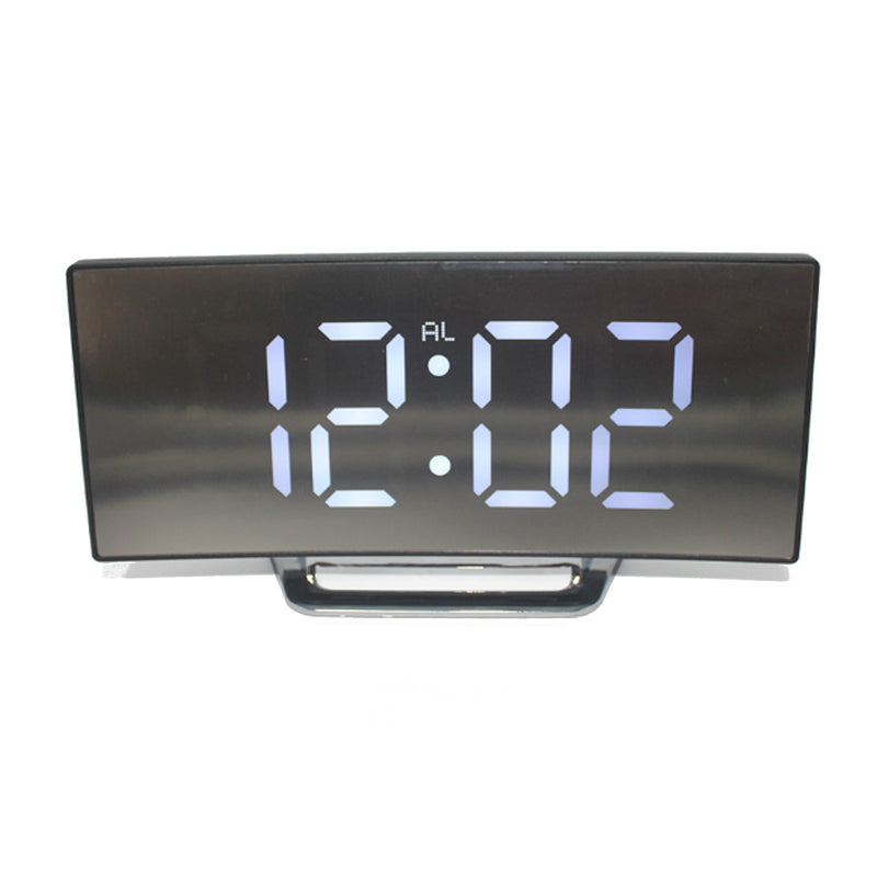USB Rechargeable Mirror LED Alarm Clock Night Lights Thermometer Digital Clock