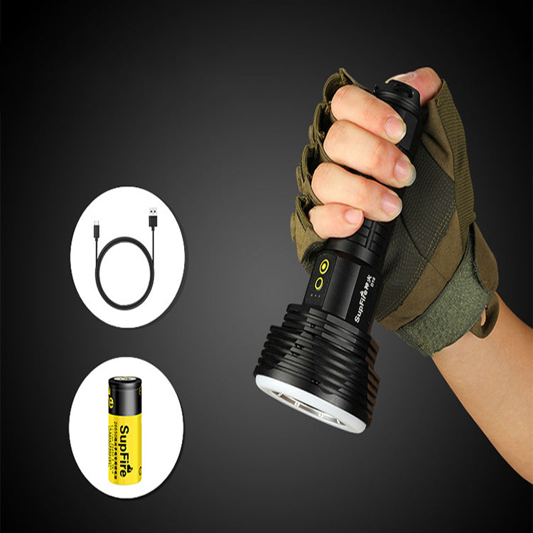 SupFire D10 XML2 1100Lumens Dual Lamp Dual Switch 5Modes USB Rechargeable LED Flashlight 18650/26650 Flashlight with Tail Magnet