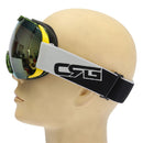 Motorcycle UV Spherical Dual Lens Snowboard Ski Goggles Glasses Yellow Green