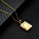 Religious Gold Muhammad Book Box Pendant Chain Islam Muslim Necklace for Men