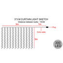 3Mx3M 300LED Curtain String Light Fairy Holiday Lamp Festival Christmas Wedding Decor AU Plug AC220V