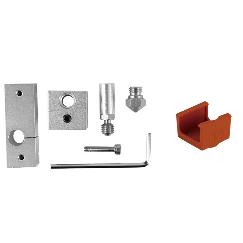 Full Metal MK10 Hotend Kit 0.4mm Nozzle + Throat + 2 Aluminum Heating Block DIY Kit for 3D Printers fits Wanhao i3 Wanhao i3 Plus