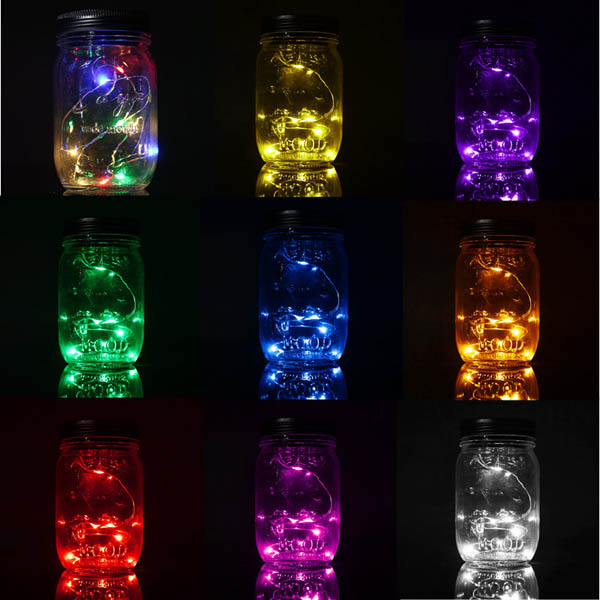 Christmas light Solar Power Hanging Glass Jar Lamp 8 LED Beads Garden Courtyard Landscape Decor Light