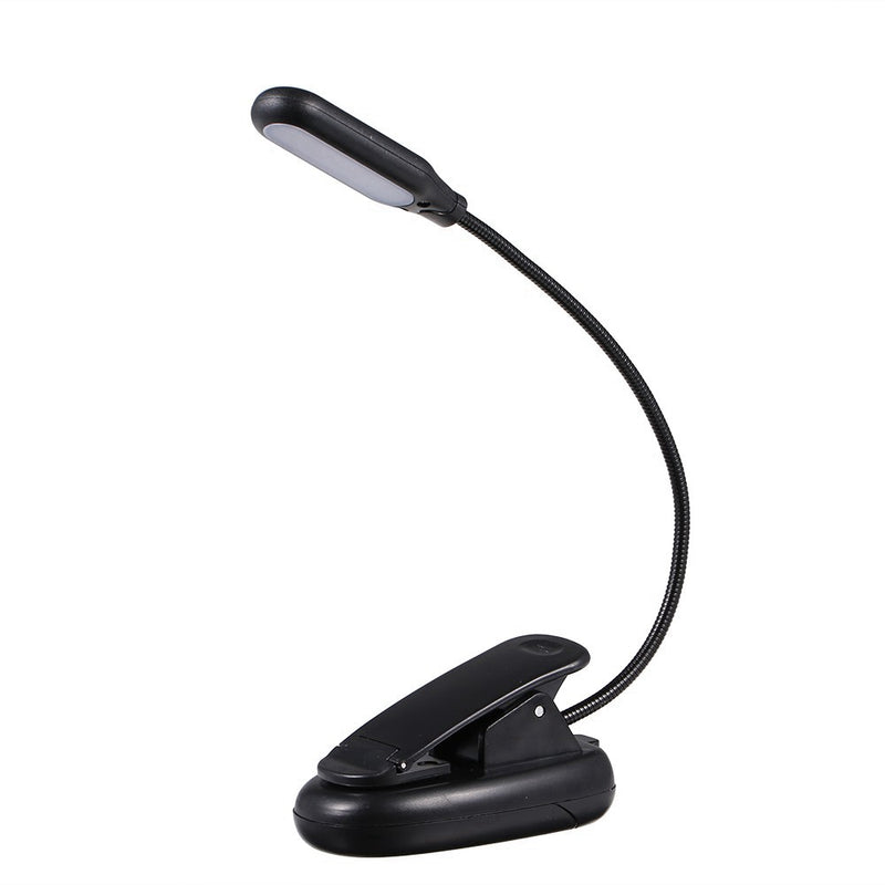 LUSTREON USB Rechargeable Flexible 1W 5 LED Clip Reading Night Light 3 Brightness Modes Table Lamp