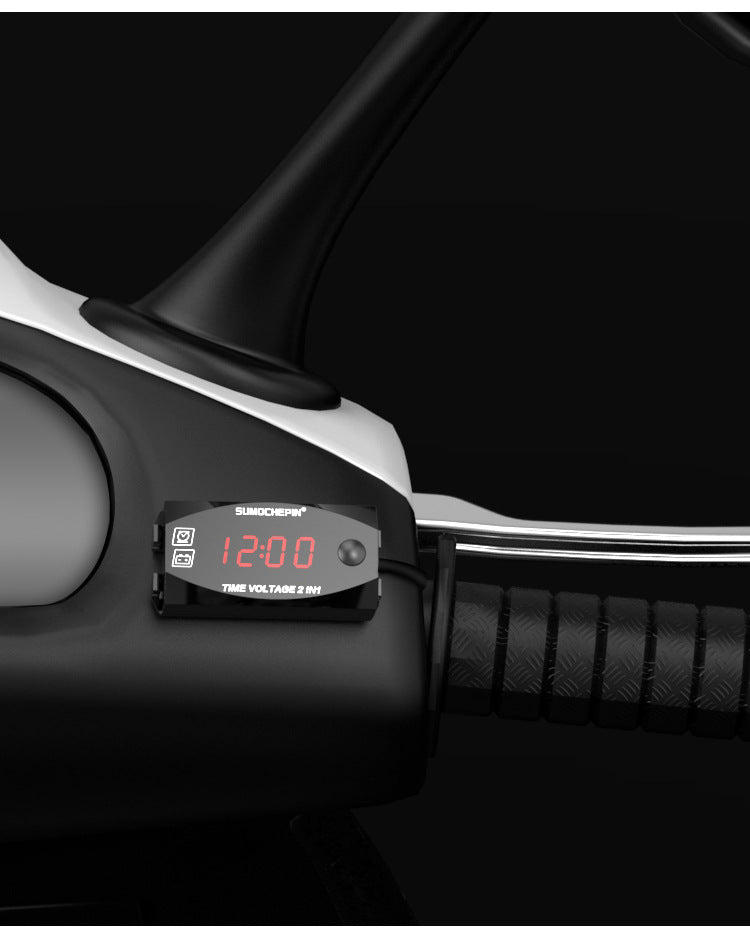 6V-30V LED 2-in-1 12V Voltmeter Time Display Timetable Measuring Battery Meter For Motorcycle Scooter Electric Vehicle Modification