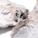 Halloween Fashion Jewelry Stainless Steel Skull Head Zircon Ring for Men