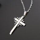 Trendy Silver Gold Men Cross Necklace Stainless Steel Charm Necklaces