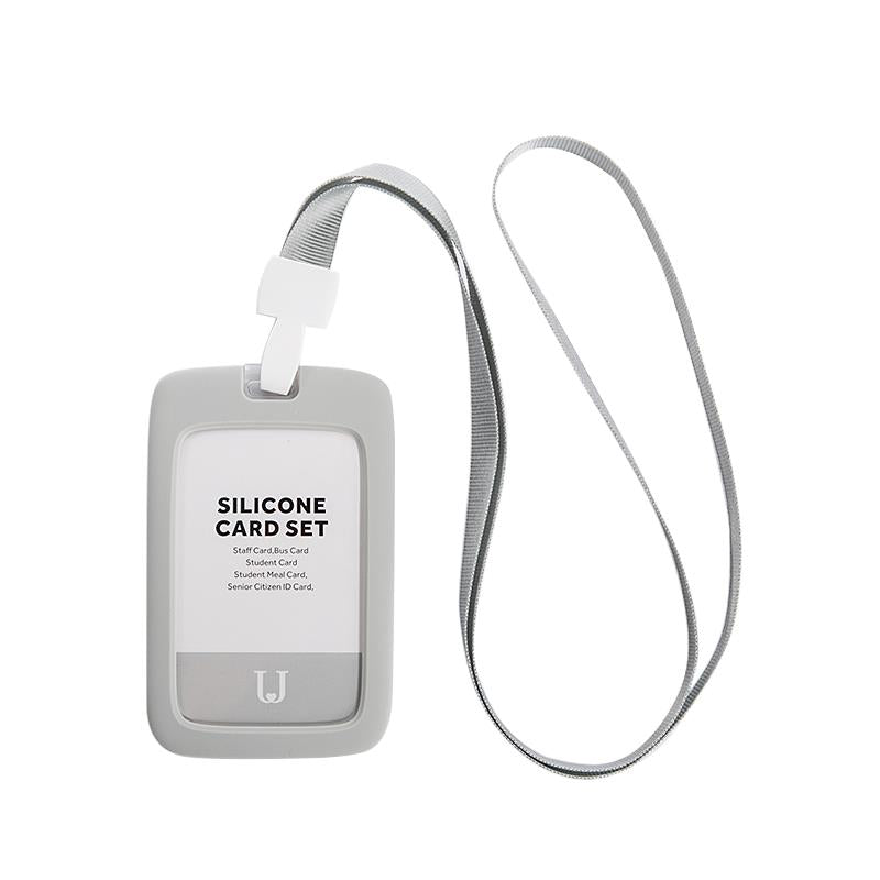 Jordan&Judy JJ-YD0010 1PC Silicone Work Card Holder with Lanyard Employee Name ID Card Cover Work Certificate Identity Badge Holder