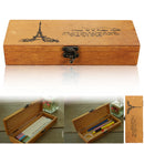 Retro Eiffel Tower Wood Wooden Pencil Pen Case Holder Stationery Storage Box