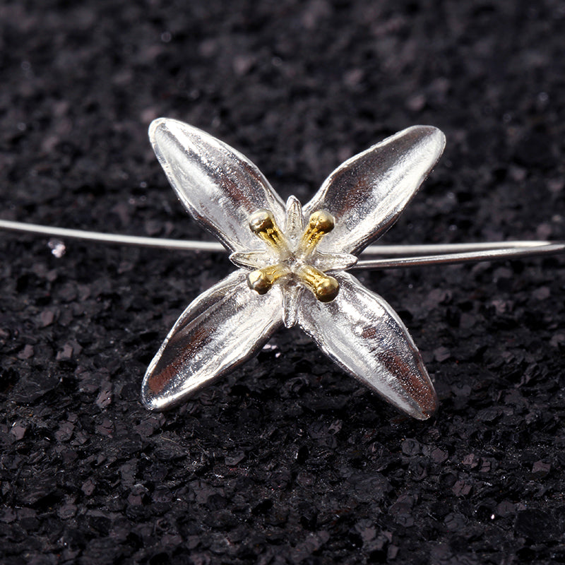 925 Silver Earrings Tassel Flowers Elegant Earrings