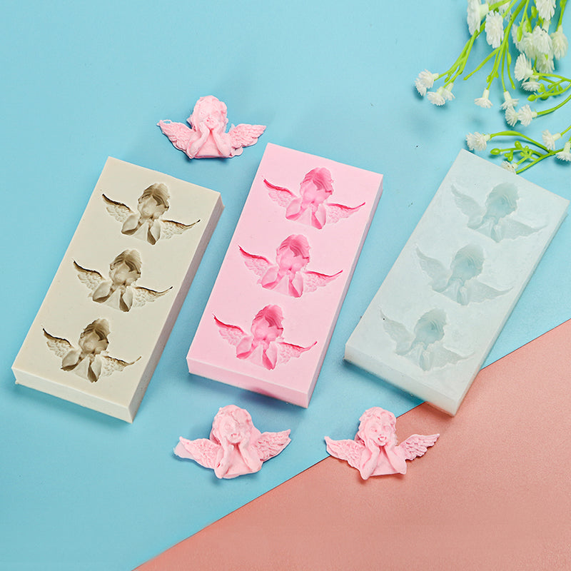 3 Colors 4-Angels Silicone Mold Chocolate Candy Fondant Square Round Rectangle Baking Tools