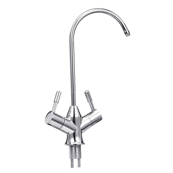 1/4'' 304 Stainless Steel Reverse Osmosis Mixer Tap 360 Degree Rotation Double Handle Switch Swivel Spout Gooseneck Drinking Water Filter Faucet