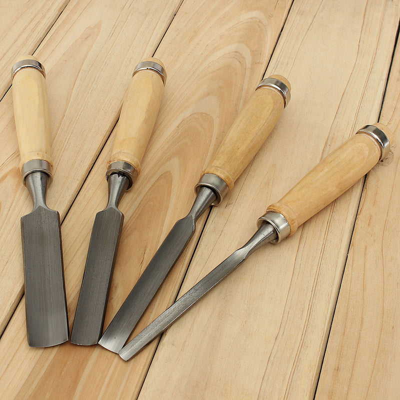 4pcs Woodworking Carving Hand Chisel Wood Firmer Gouge Set