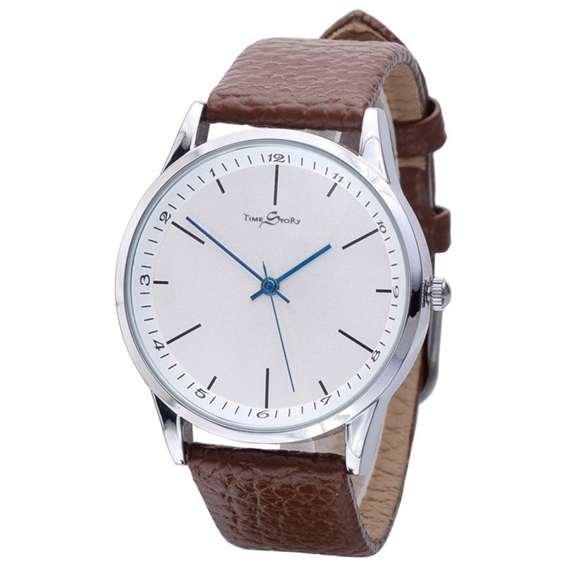 Story Time Retro Belt Cowhide Strap Ultra-thin Men Watch Quartz Watch Reverse Backwards Watch