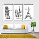Miico ALTB-A Hand Painted Three Combination Decorative Paintings Architecture Wall Art For Home Decoration