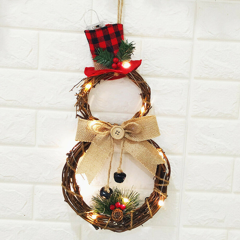 Christmas LED Wreath Garland Ornament Hanging Xmas Party Door Wall Home Decorations