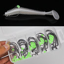 ZANLURE 50pcs/Set Crank Hook With Luminous Soft Non-Slip Block Lure Soft Bait Fishing Hook Set