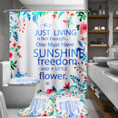 Sunshine Waterproof Bathroom Shower Curtain Toilet Cover Mat Non-Slip Rug Set