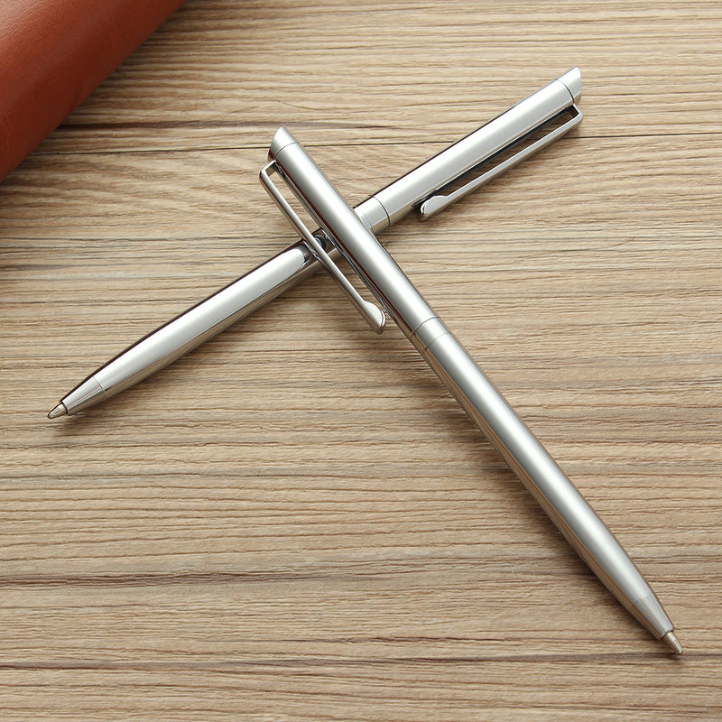 Rotating Metal Ballpoint Pen Stainless Steel Ball Pen Steel Pen Commercial Stationery Pen
