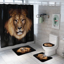 Honana 4PCS Bathroom Waterproof Shower Curtain Pedestal Rug Lid Toilet Cover Bath Mat Bathroom Decoration