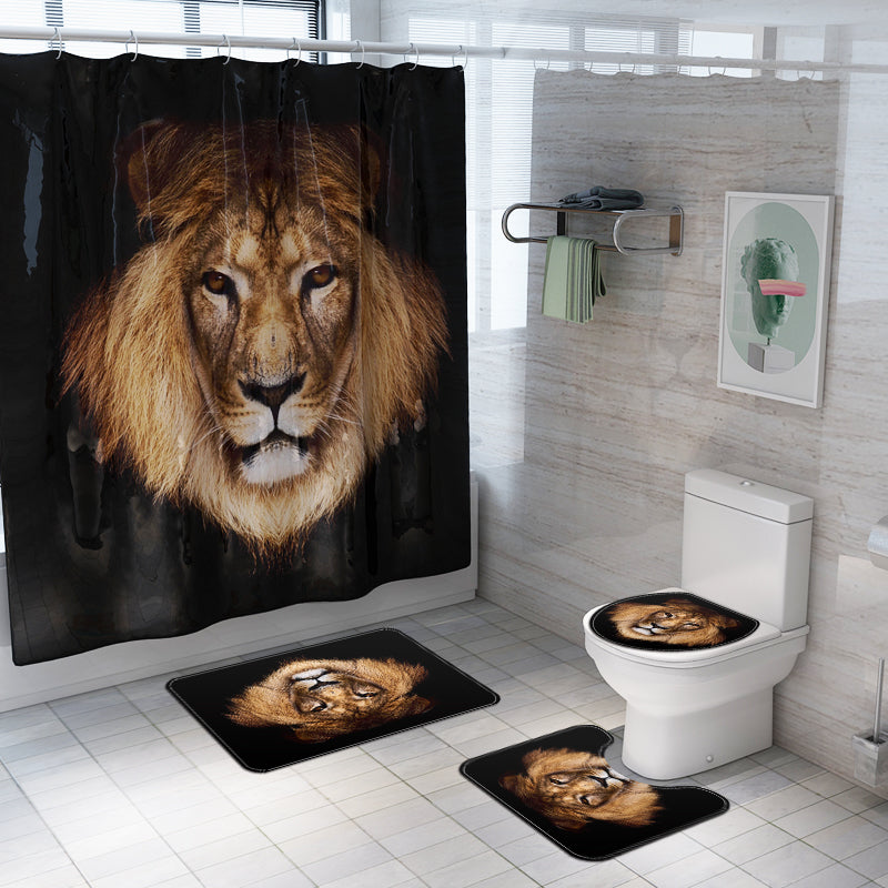 Honana 4PCS Bathroom Waterproof Shower Curtain Pedestal Rug Lid Toilet Cover Bath Mat Bathroom Decoration