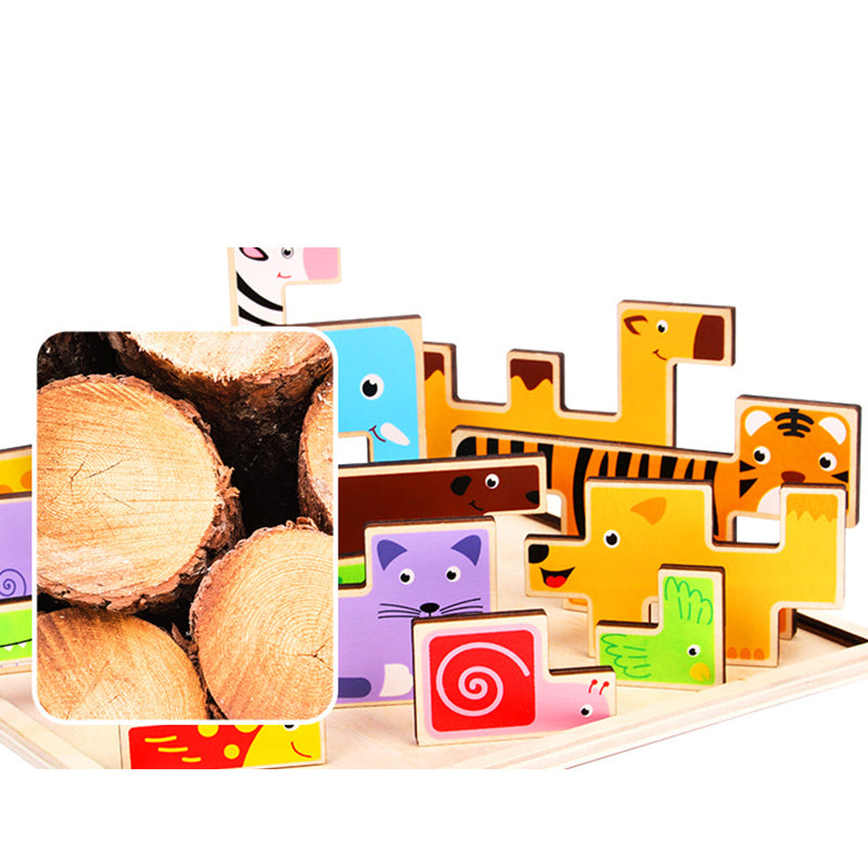 3D Puzzle Game Toy Tetris Wood Animal Jigsaw Puzzle Intellectual 3D Jigsaw Board for Boys Girls Early Education Learning