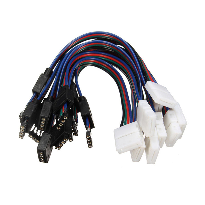 LEORY 10Pcs/Lot 4Pin 10MM RGB Led Connector Wire Female Connector Cable For 3528/5050 SMD Non-Waterproof RGB Led Strip Light
