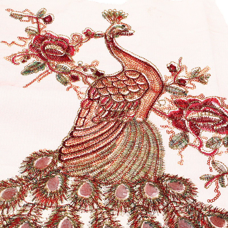 Sequins Applique Embroidered Peacock Multiple Rhinestone DIY Sewing Trim Decorations