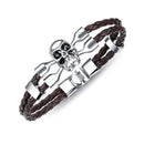 Trendy Handmade Skull Cuff Bracelet Ethnic Two Layer Leather Bracelets Vintage Jewerly For Men