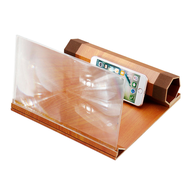 Universal 12 inches Wooden Foldable Screen Magnifier Image Enlarge Desktop Holder for Mobile Phone