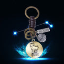 Retro Twelve constellation Woven Keychain Soft Leather Cord Keychain For Men
