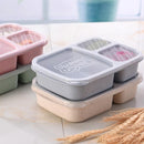 Wheat Straw Lunchbox 3 Grids With Lid Fruit Food Box Storage Container Biodegradable Bento Lunch Box