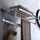 Alumimum Bath Double-Deck Towel Rack Rail Bar Wall Mounted Holder Storage Shelf