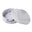 6Pcs Marble Cup Coaster Round Leather Heat Insulation Mat for Kitchen Table Home